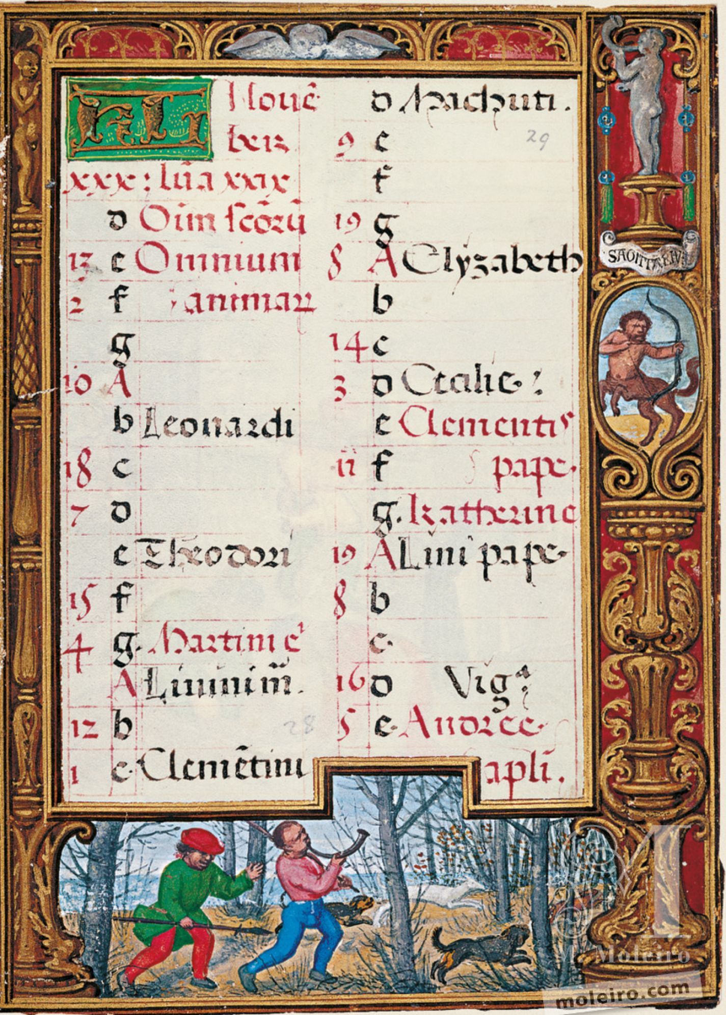 f. 29r, Calendario, noviembre