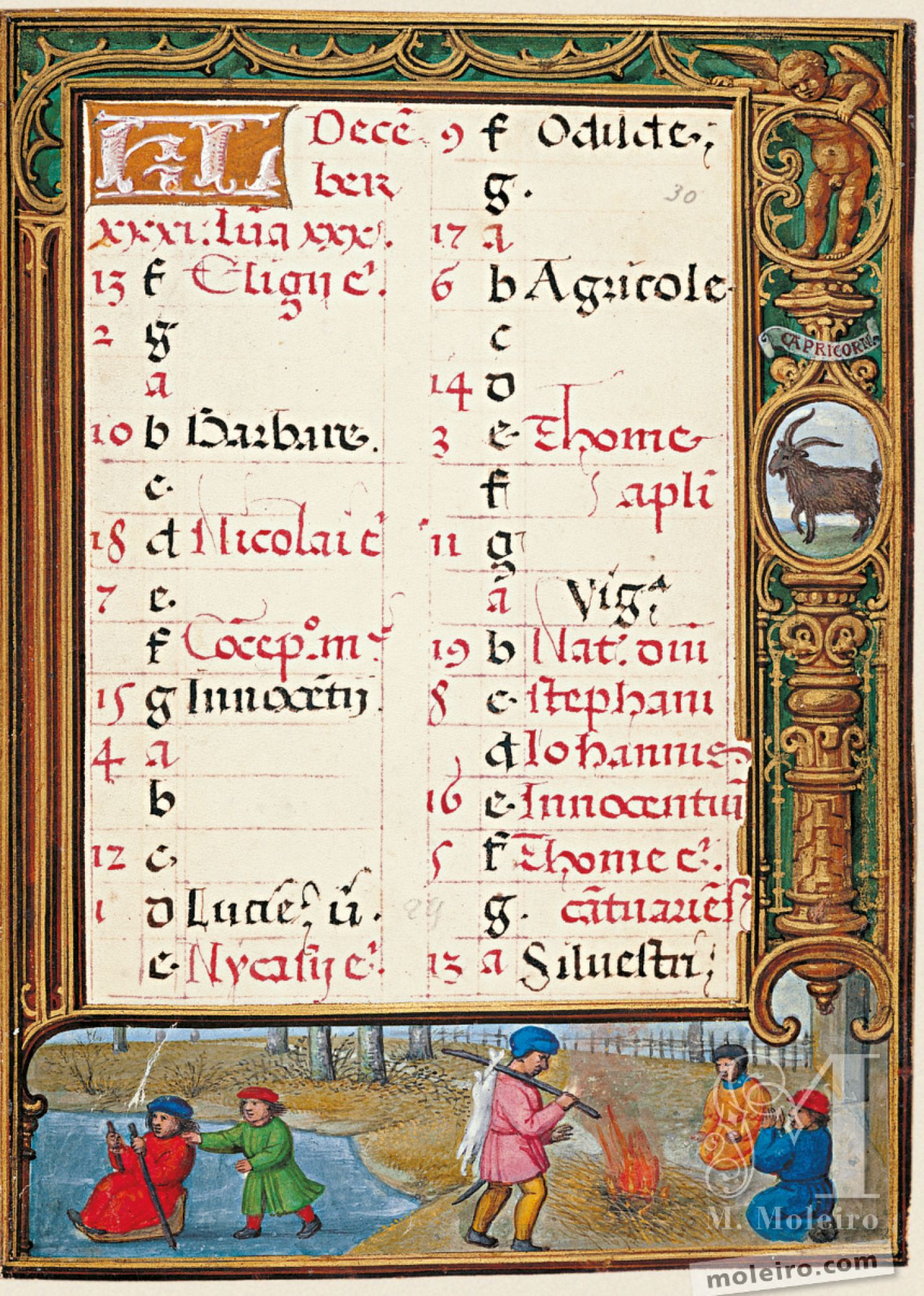 f. 30r, Calendario, diciembre