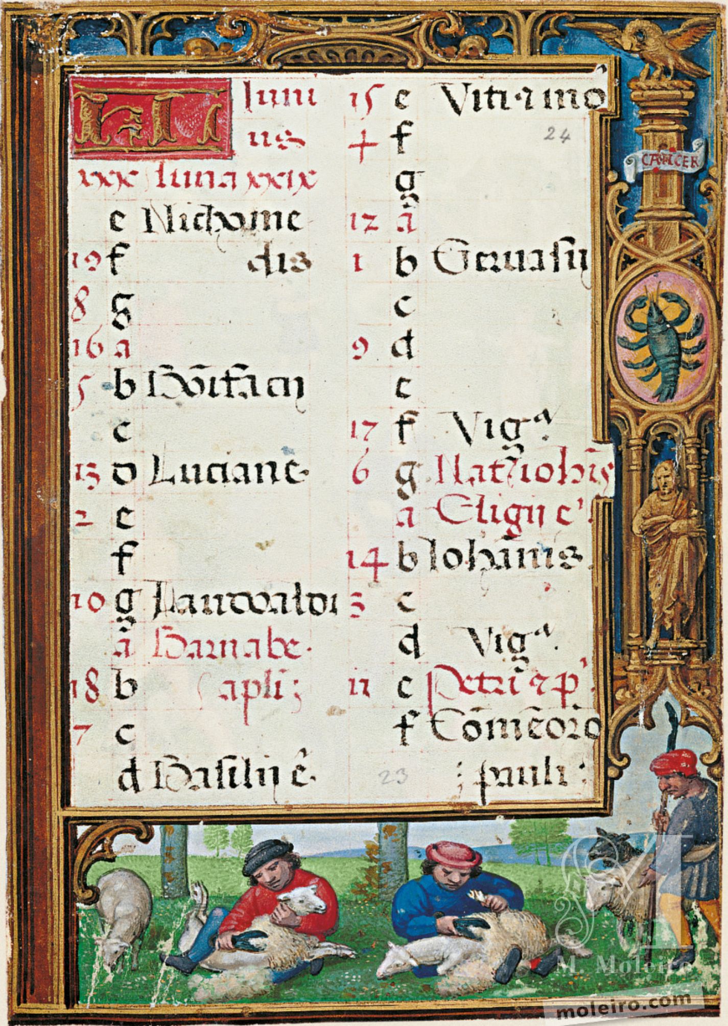 f. 24r, Calendario, junio