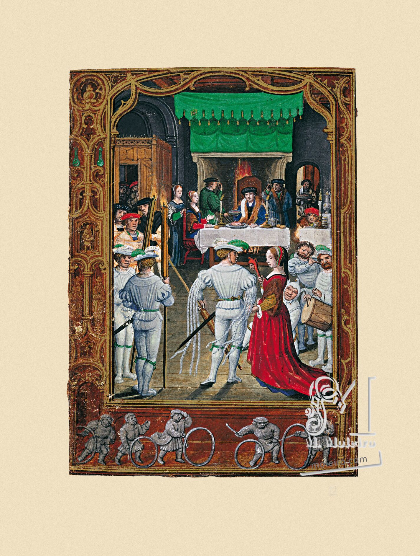 f. 19v, febrero, las fiestas de los nobles