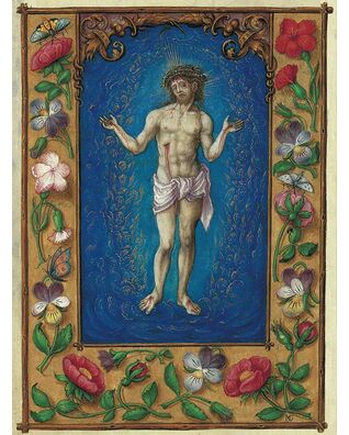 Kunstdruck des Schmerzensmannes aus dem Gebetbuch des Albert von Brandenburg  1 originalgetreue Nachbildung