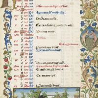 Calendario: mayo, Justa de dos caballeros/hombres salvajes (f. 3r)