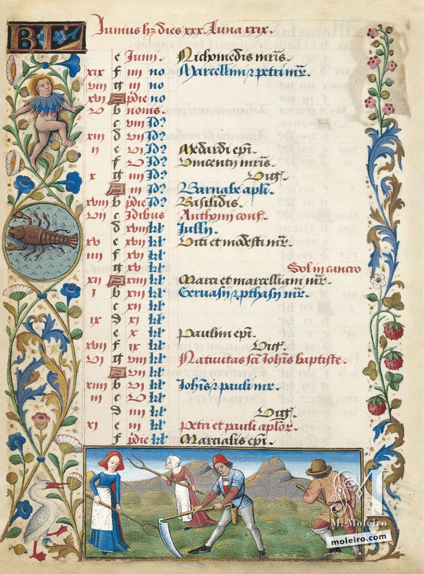 Calendario: junio (f. 3v)