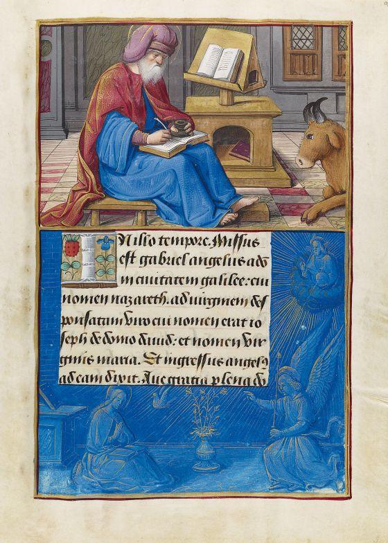 Libro de Horas de Enrique VIII San Lucas escribiendo, f. 9r