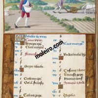 October. Sowing and Ploughing, f. 5v