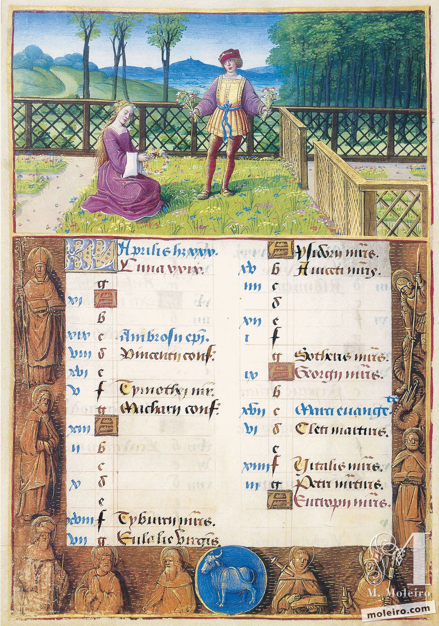 Abril. La guirnalda de flores, f. 2v