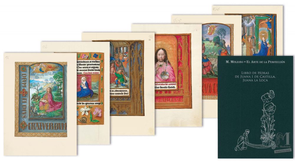 Carpeta con 6 láminas del Libro de Horas de Juana I de Castilla (Juana la Loca) 