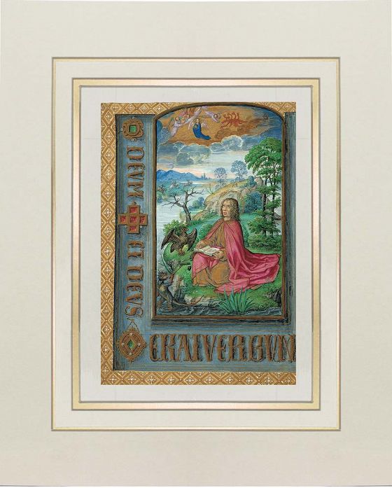 Lamina di San Giovanni a Patmo del Libro delle Ore di Giovanna di Castiglia (Giovanna la Pazza).  1 lamina quasi originale