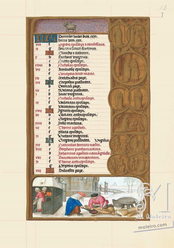 Les Heures de Jeanne Ire de Castille, Jeanne la Folle f. 7r, Calendrier, dcembre
