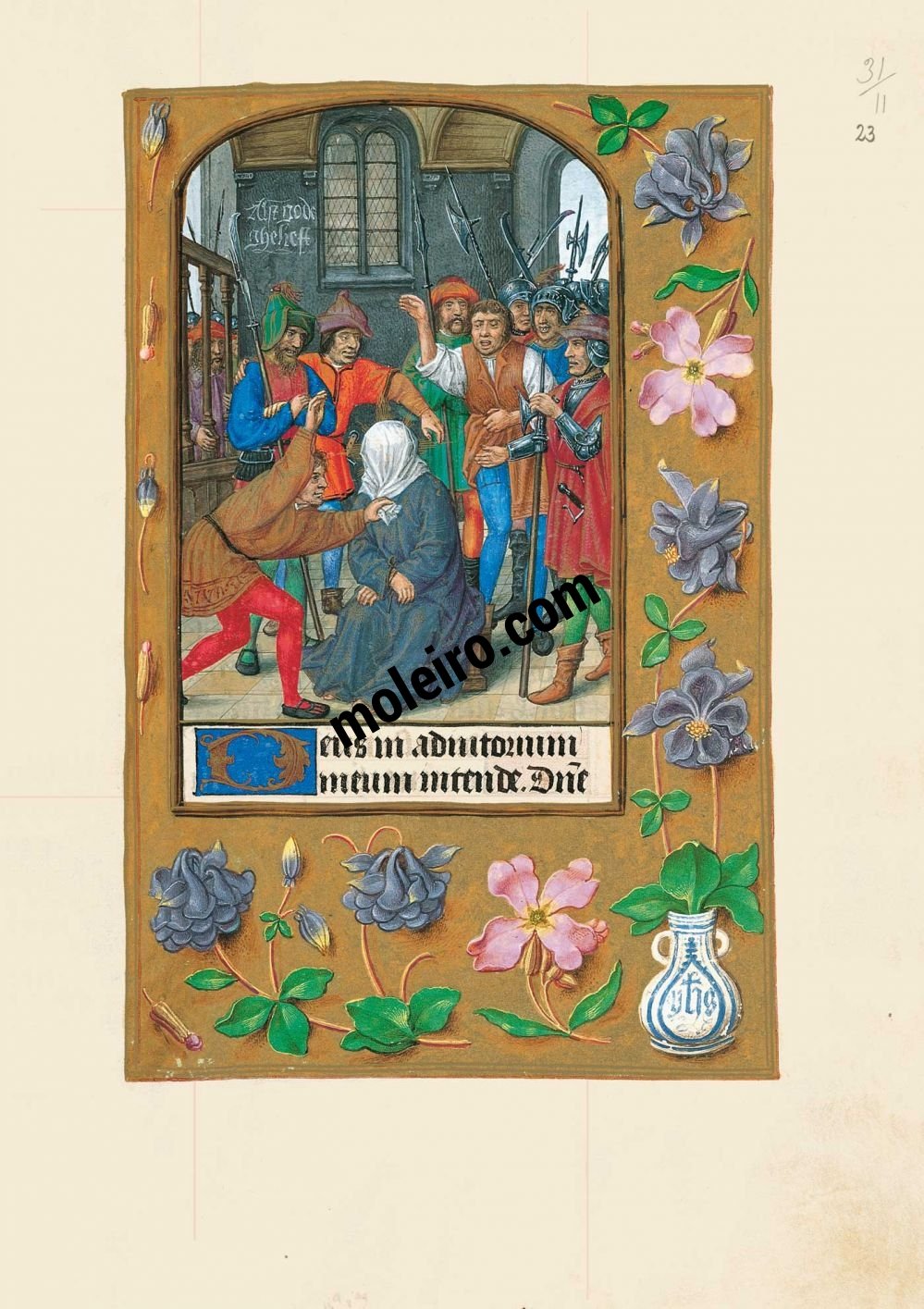 The Hours of Joanna I of Castile, Joanna the Mad (The London Rothschild Prayerbook) f. 23r, Derision of Christ