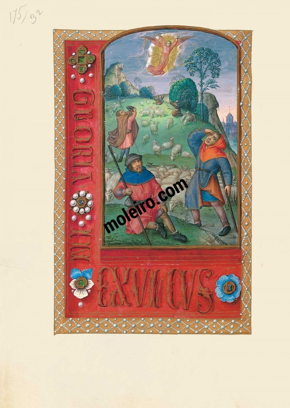 Libro d’Ore di Giovanna I di Castiglia, Giovanna la Pazza f. 95v, Annuncio ai pastori