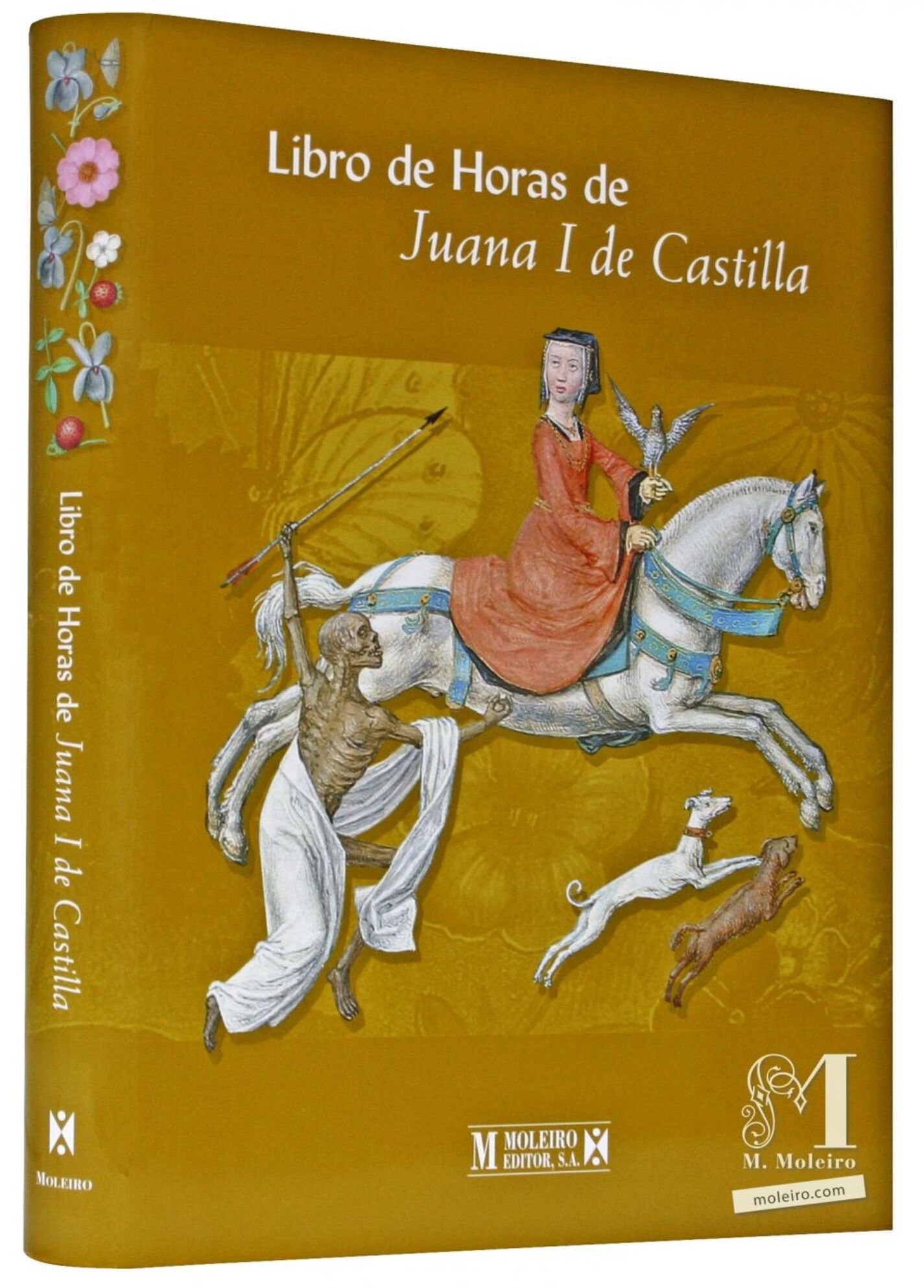Detalle de la portada y lomo del libro de arte Libro de Horas de Juana I de Castilla (también conocida como Juana La Loca).