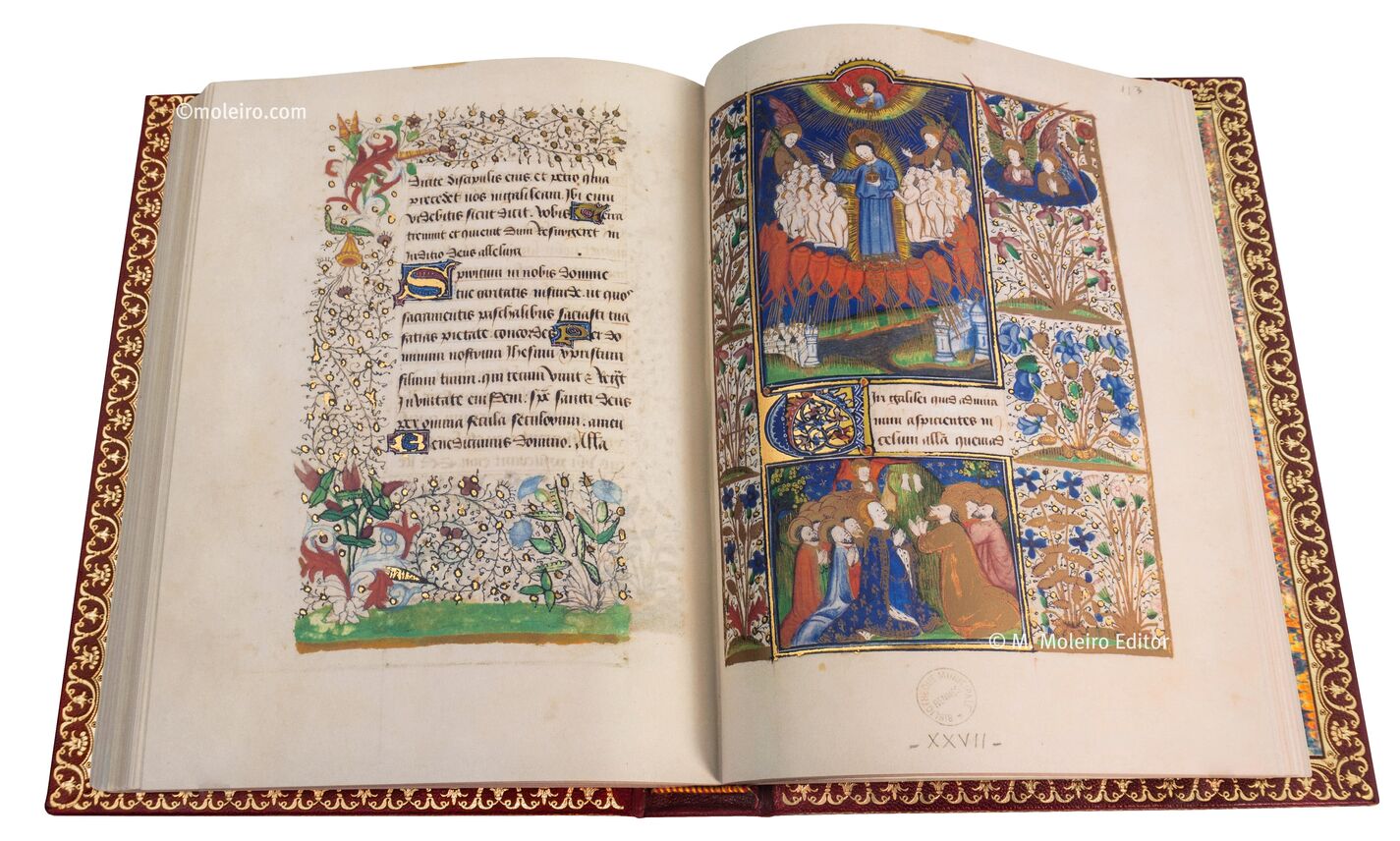 Libro de Horas de Jean de Montauban Oficio de la ascensin. Ascensin de Cristo, f.112v-113r