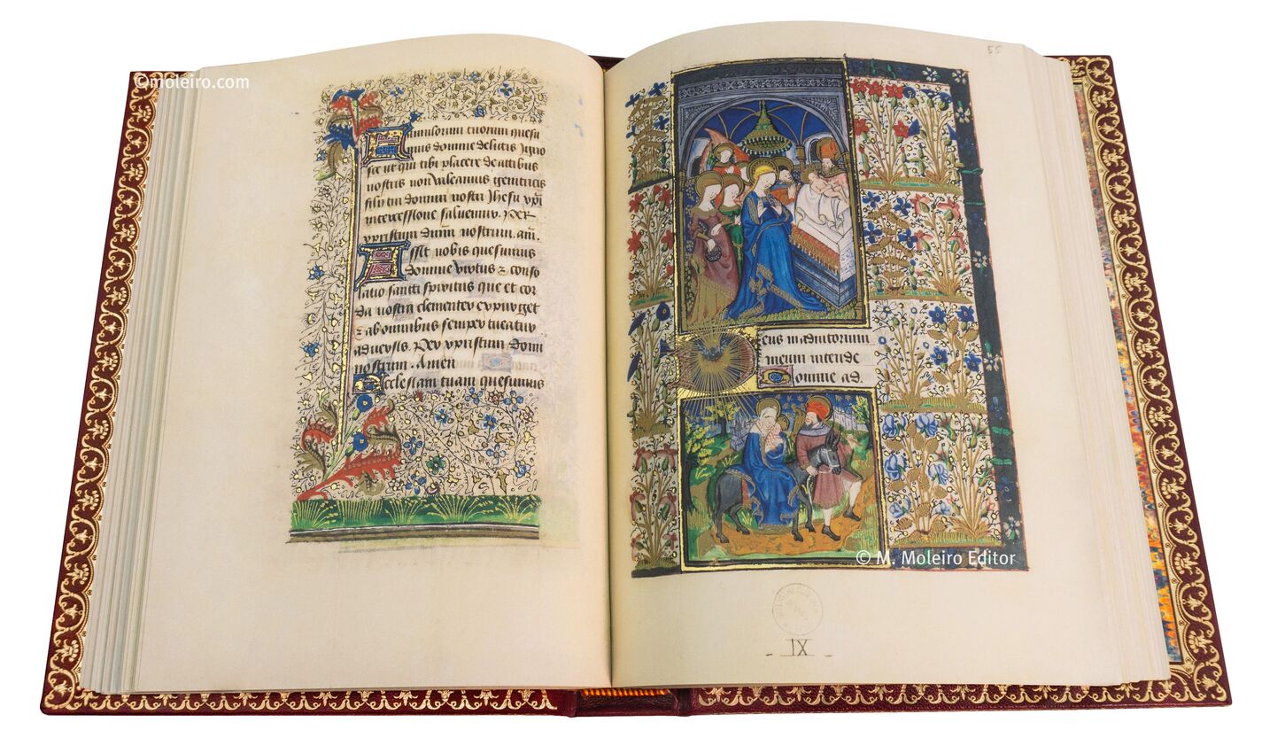 Les Heures de Jean de Montauban Heures de la Vierge: None. Prsentation de Jsus auTemple; Fuite en gypte, f. 54v-55r