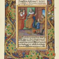 f. 23v,The boy Moses throws the pharaoh’s crown. The trial by fire
