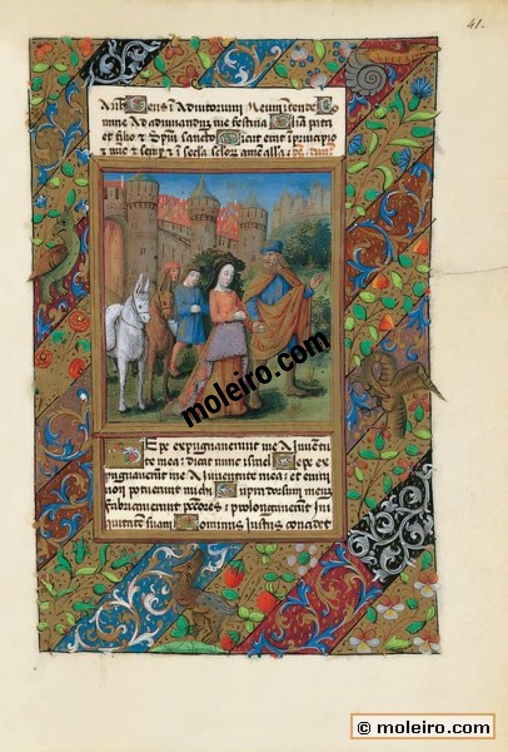 Stundenbuch des Ludwig von Orleans f. 41r, Tobas und Sara verlassen Ekbatana