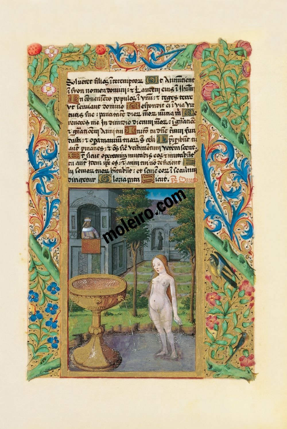 Stundenbuch des Ludwig von Orleans f. 58r, Das Bad der Batseba