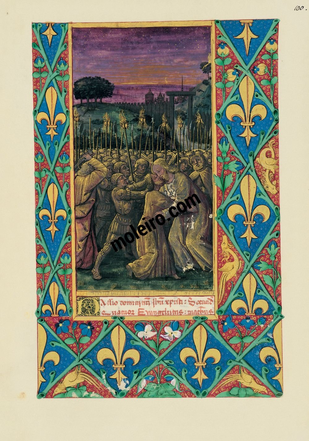 Livre d’Heures de Louis d’Orléans f. 100r, Le Baiser de Judas