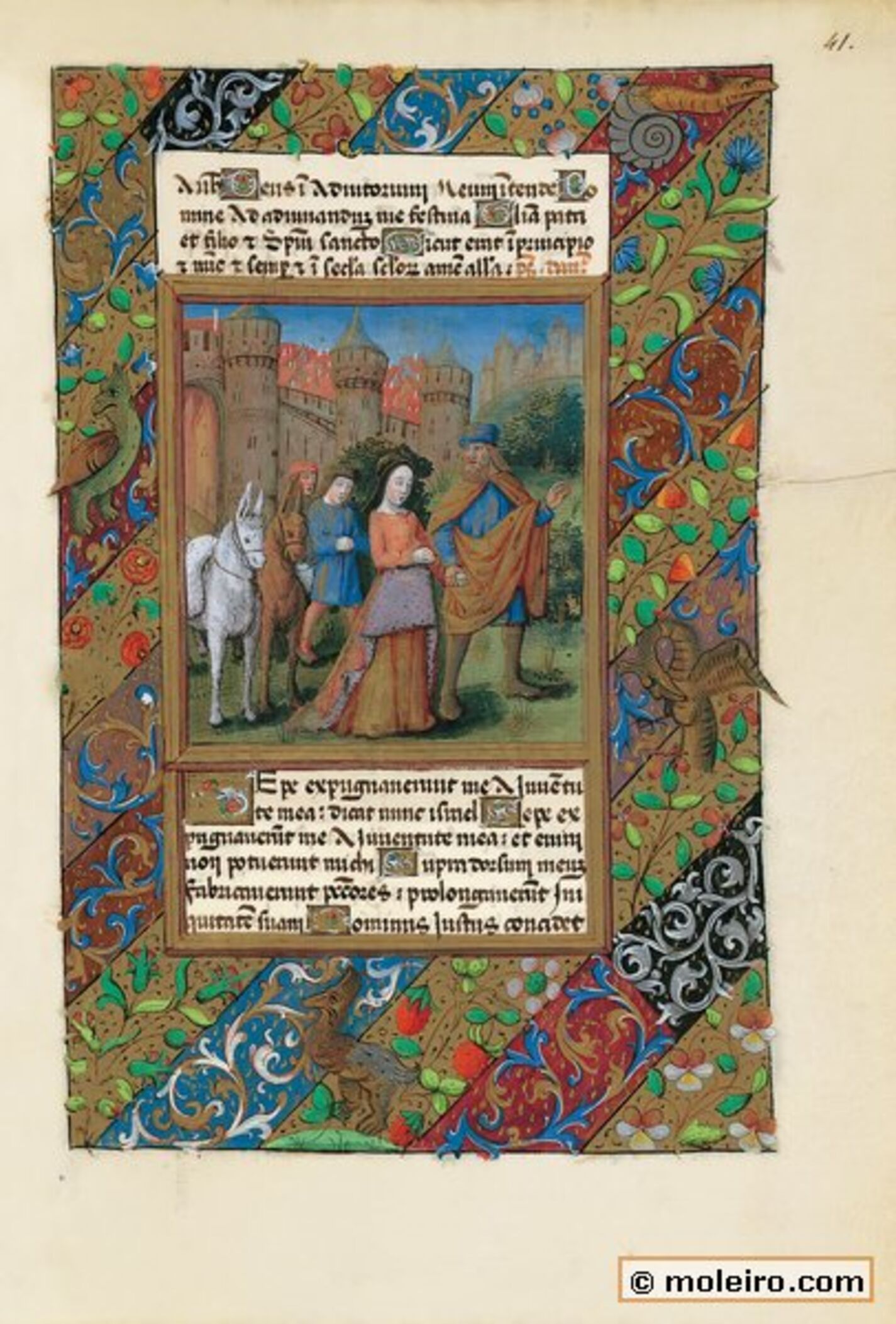 f. 41r, Tobías y Sara abandonan Echátana