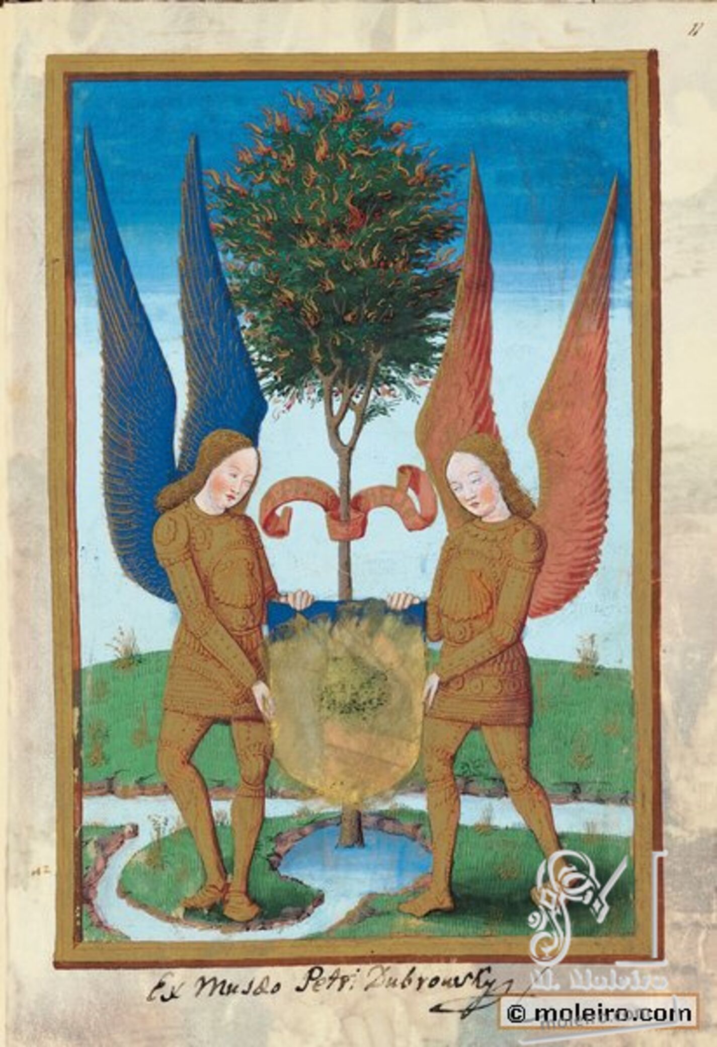 f. 11r, Escudo y divisa del propietario