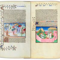 Seres híbridos en un monasterio budista, f. 109v,  / f. 67r, La ciudad del cielo