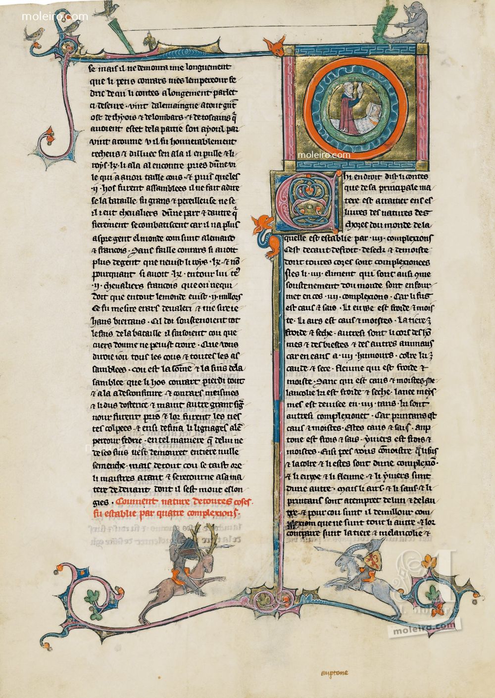 Libro del Tesoro f. 28v, Cómo todas las cosas fueron hechas de mezclar complexiones