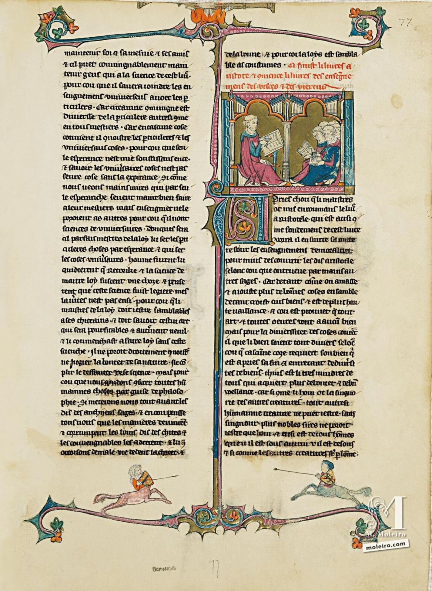 f. 77r, De la enseñanza de los vicios y las virtudes