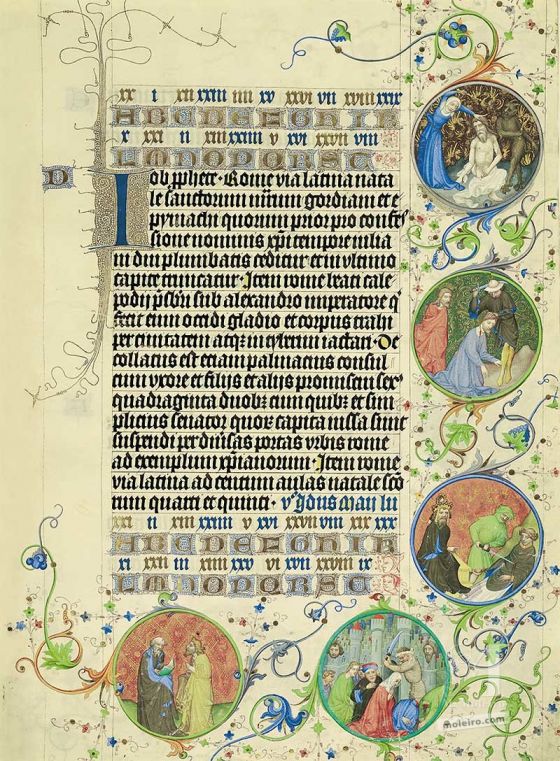 Carpeta con 4 láminas del Martirologio de Usuardo Lámina del Martirologio de Usuardo, 10 de Mayo (folio 49r)