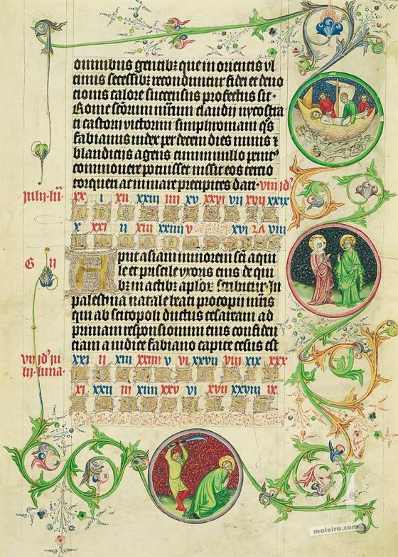 Carpeta con 4 láminas del Martirologio de Usuardo Lámina del Martirologio de Usuardo, 8 Julio (folio 68r)