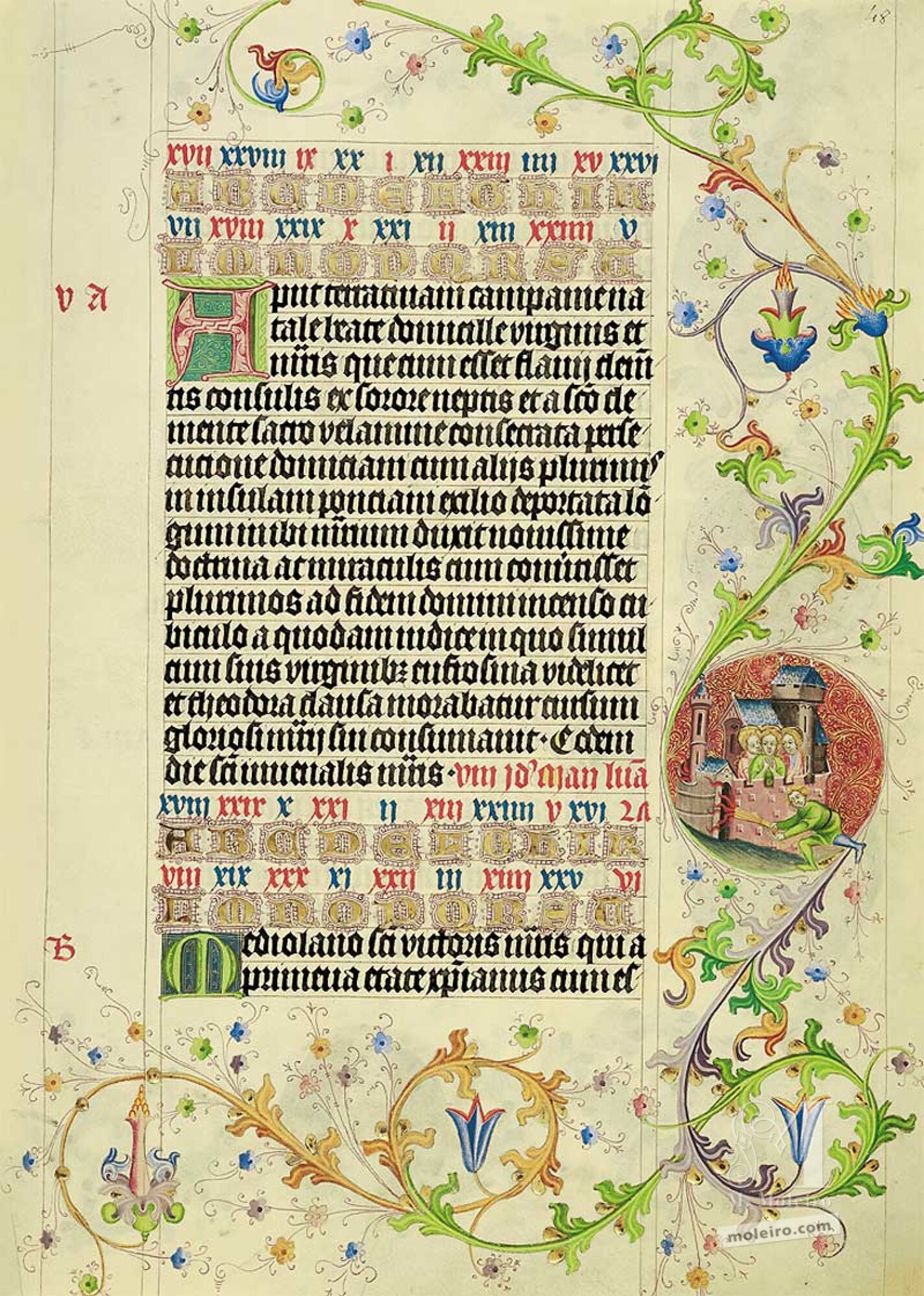 Lámina del Martirologio de Usuardo, 7 de Mayo (folio 48r)