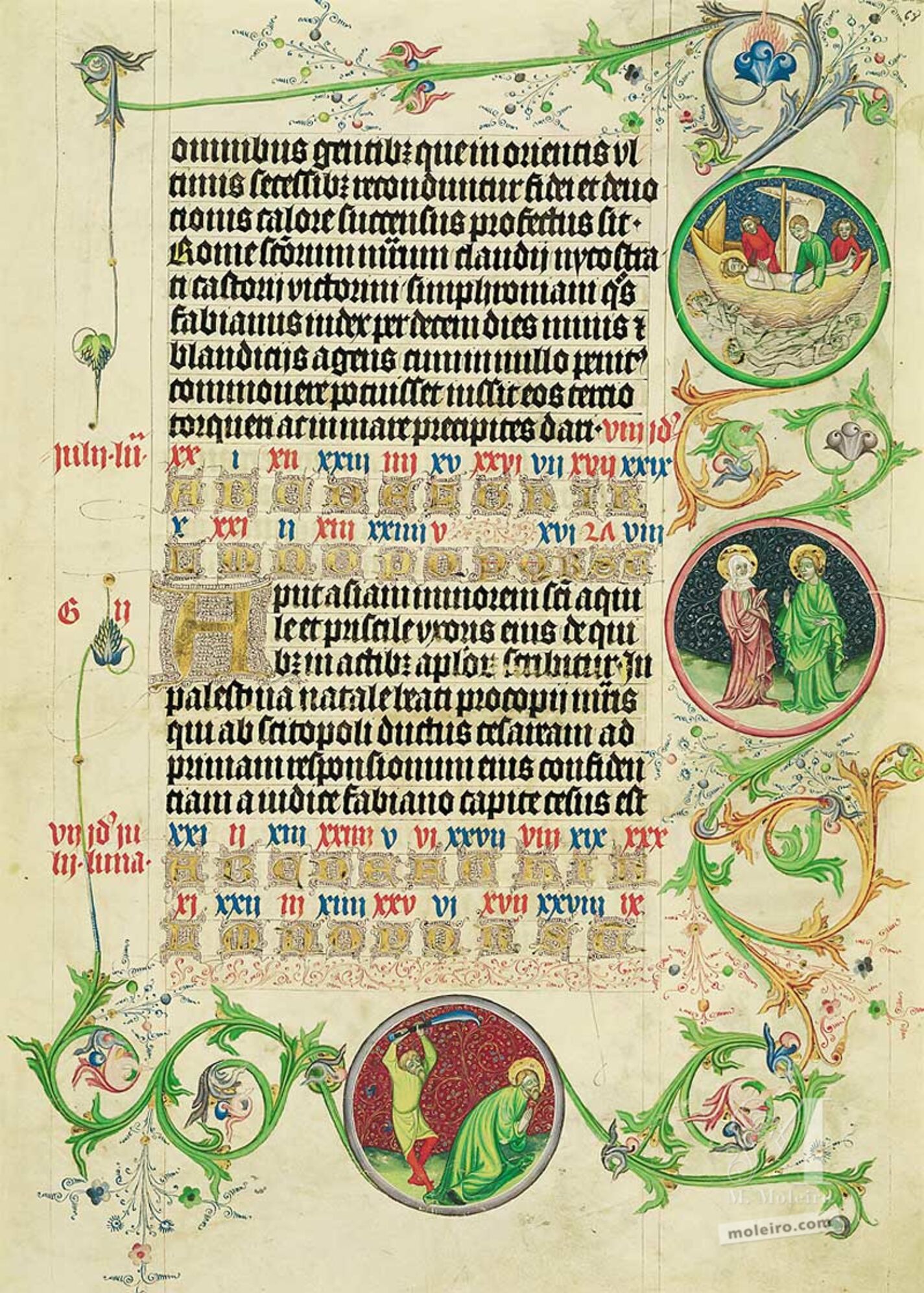 Lámina del Martirologio de Usuardo, 8 Julio (folio 68r)