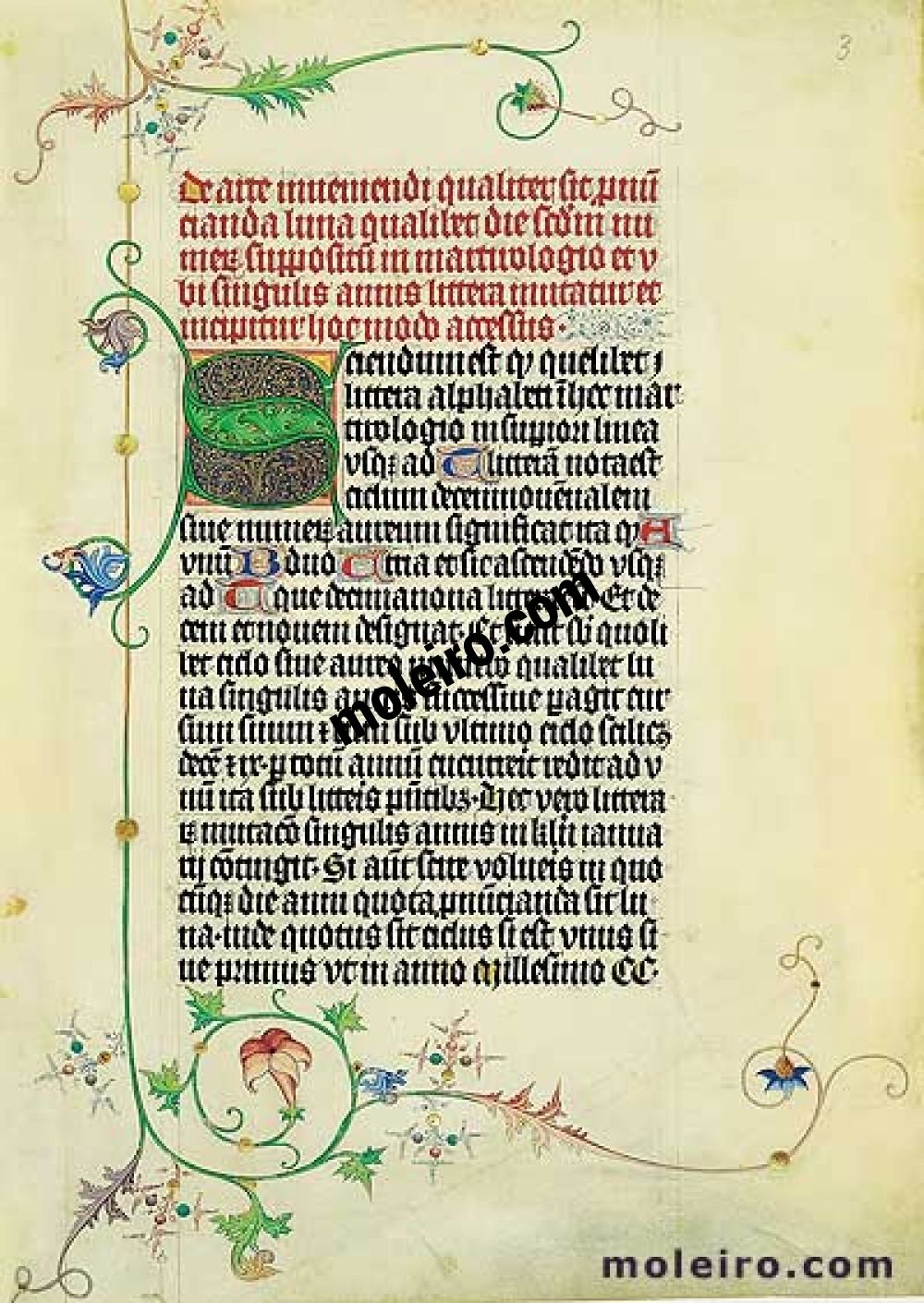 Martyrology of Usuard folio 3r