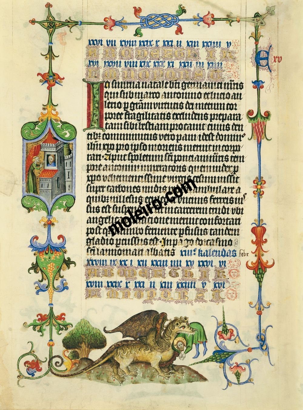Martyrology of Usuard Images of the martyrdoms of the saints, 17th-18th January, f.13v.