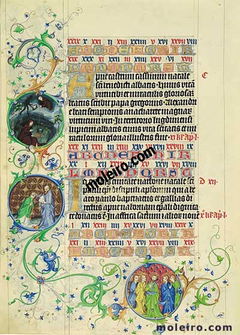 Martyrology of Usuard Images of the Medallions, 21st-22nd March, f.33v
 