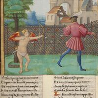 God of Love shoots Lover with his arrows, f. 21r