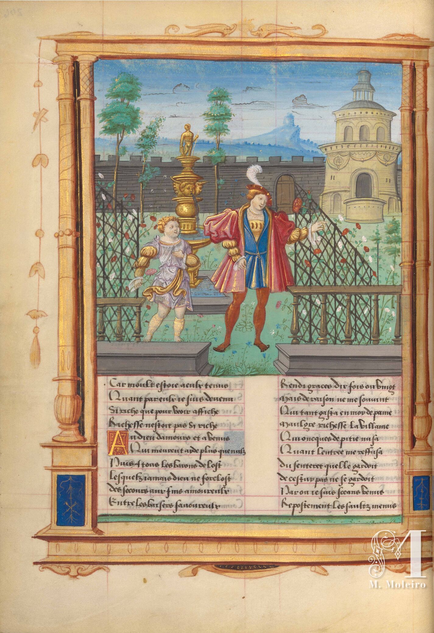 El Roman de la Rose de Francisco I La cogida de la Rosa, f. 206v