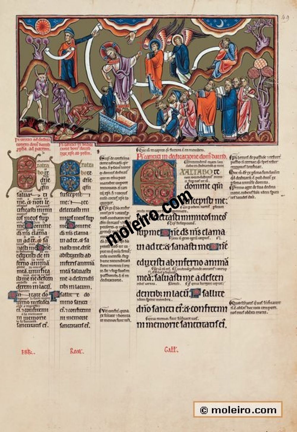 Saltério Glosado f. 49r, salmo 29  Glorificar-te-ei, Senhor, pois Tu me exaltaste