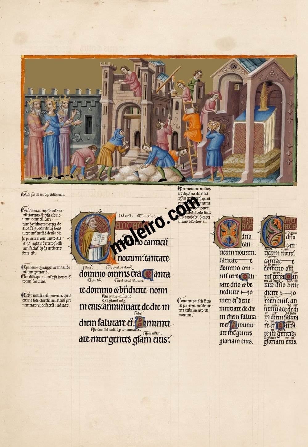 Psautier Anglo-Catalan f. 170v, psaume 95 Chantez au Seigneur un cantique nouveau ; chantez au Seigneur, toute la terre
