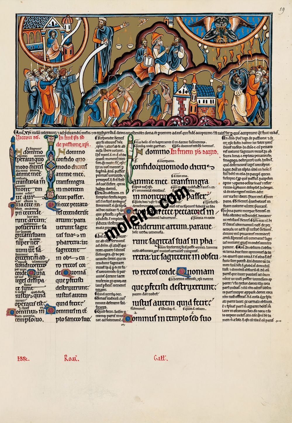 The Great Canterbury Psalter f. 19r, psalm 10, In the Lord I put my trust