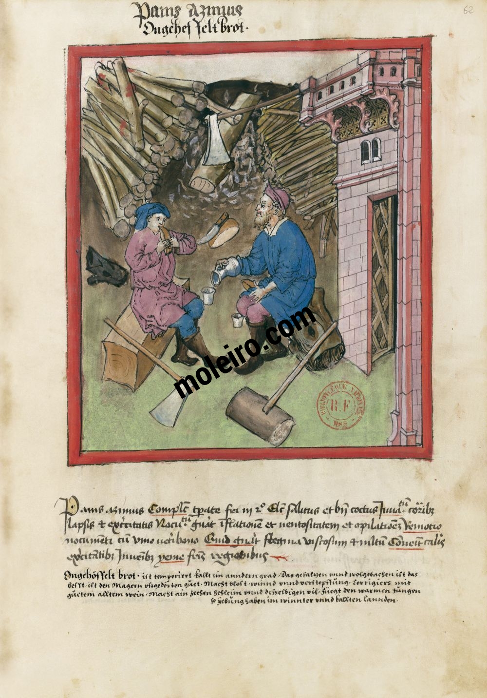 Tacuinum Sanitatis f. 62r, Ungesäuertes Brot