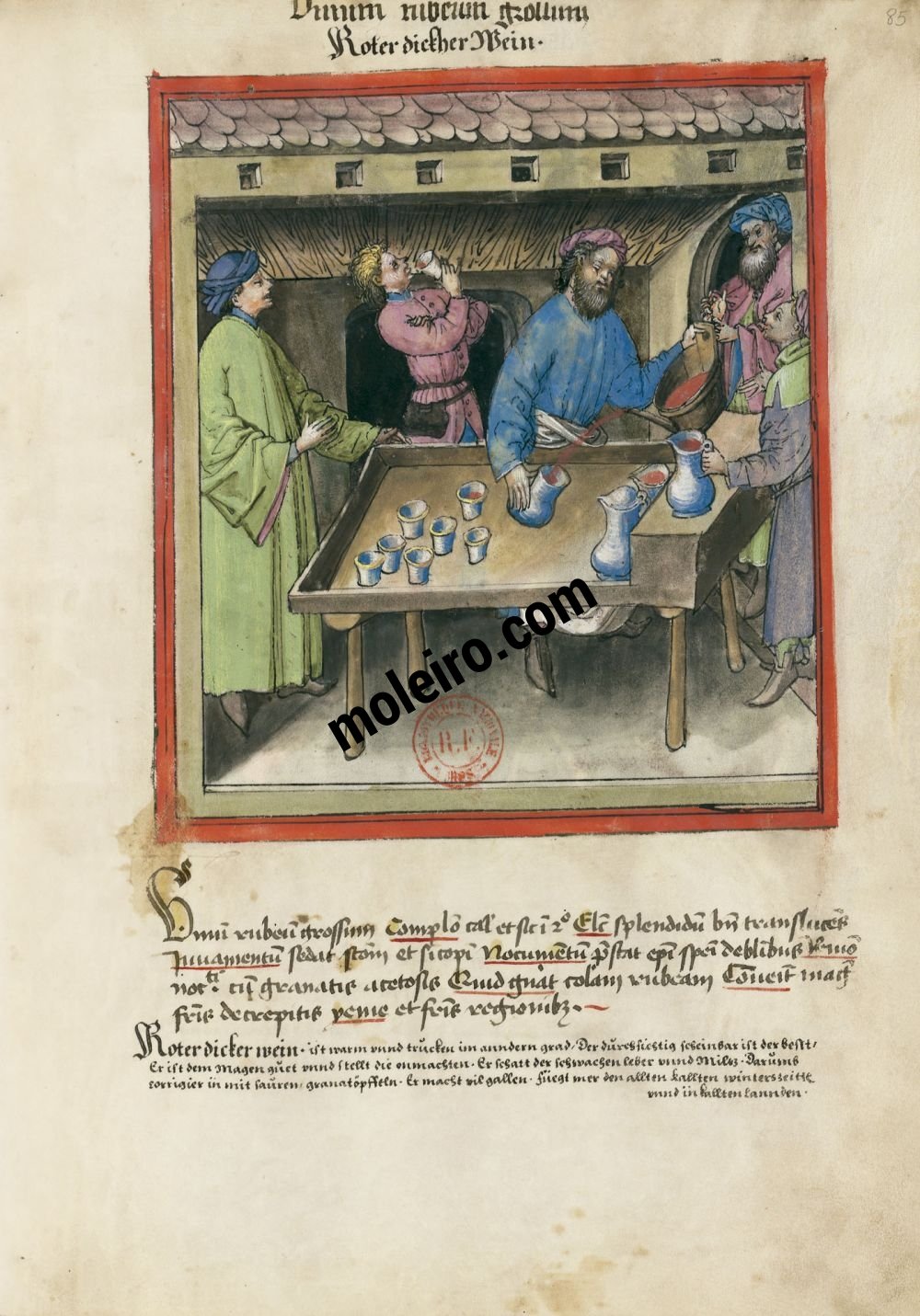 Tacuinum Sanitatis f. 85r, Full-bodied, red wine