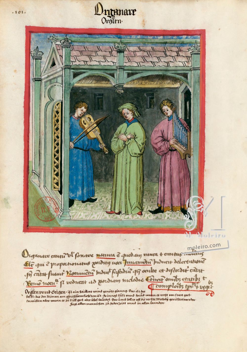 Tacuinum Sanitatis f. 101v, Jouer d’un instrument