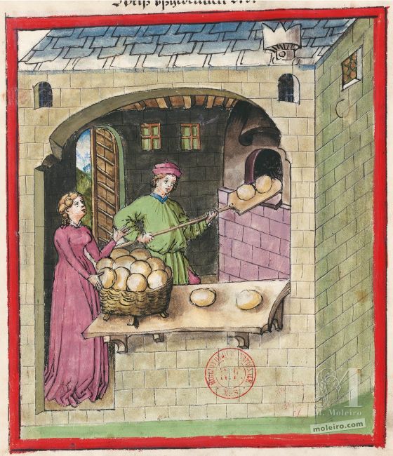Tacuinum Sanitatis f. 61r, Pain à la fleur de farine, ou pain blanc