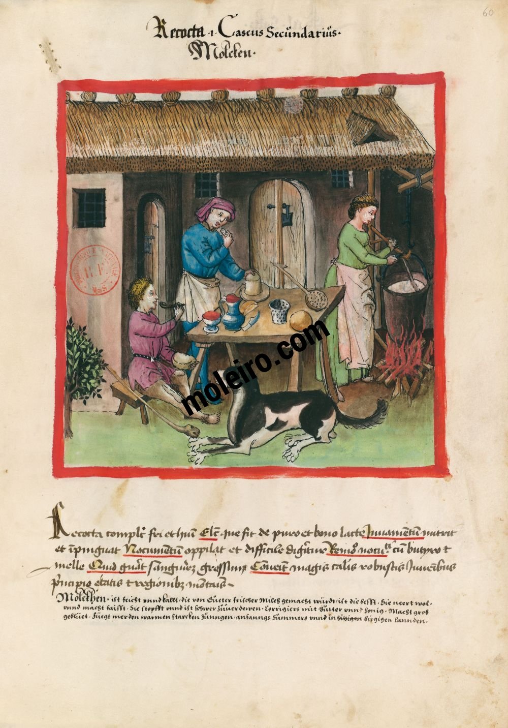 Tacuinum Sanitatis f. 60r, Fromage blanc, cest--dire fromage secondaire
