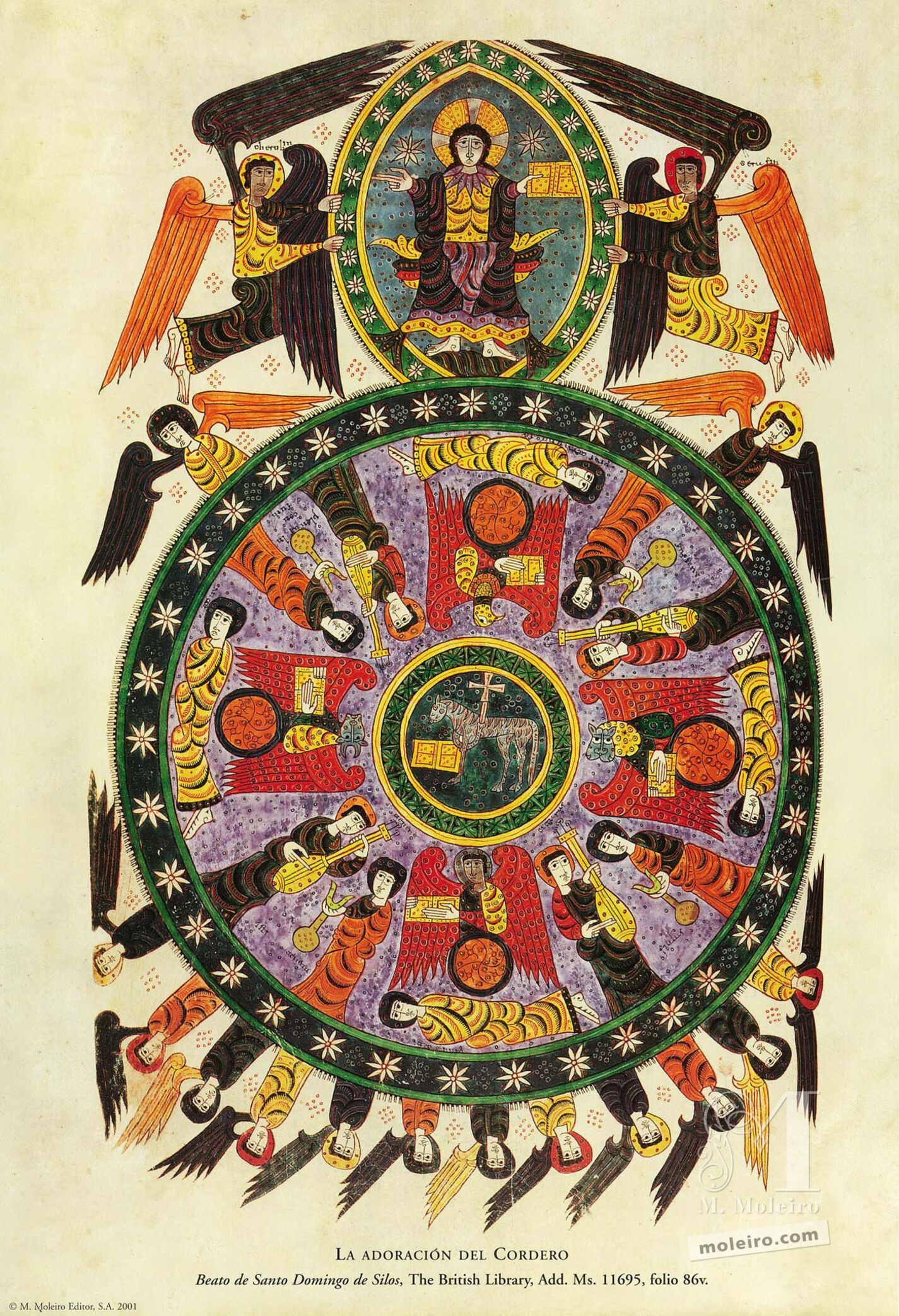 La adoración del Cordero (folio 86v), Beato de Liébana, códice de Santo Domingo de Silos