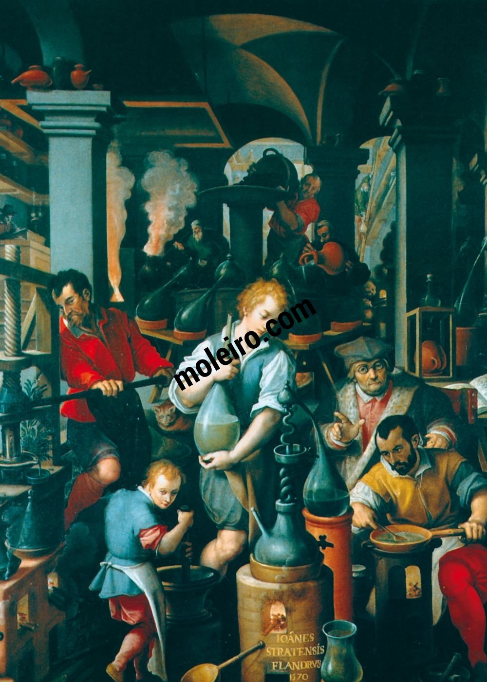 Talleres del Renacimiento Giovanni Stradano, Das Laboratorium der Alchimisten, Florenz, Palazzo Vecchio, Gabinette de Francesco I.