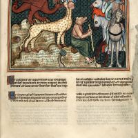 f. 33r · El Dragón, la Bestia y el Falso Profeta juntan a los reyes de la tierra en Armagedón para dar la batalla contra Dios