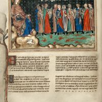 f. 28v · O cântico de Moisés e os vitoriosos (Ap. 15, 1-4)