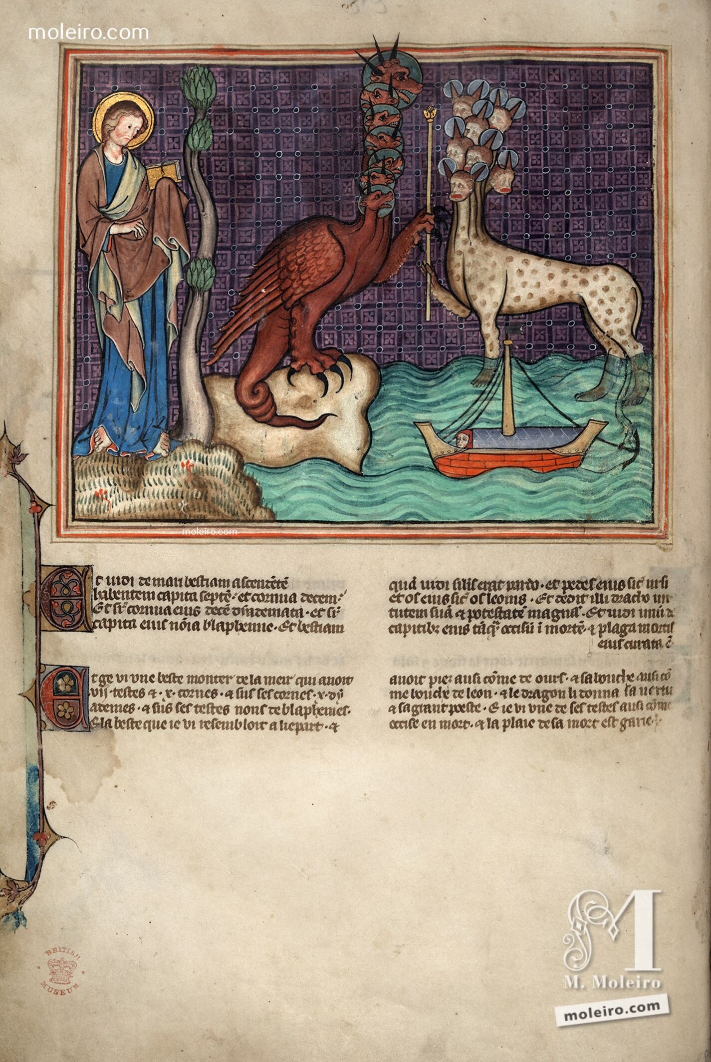 f. 21v · El Dragón da su poder a la Bestia del Mar