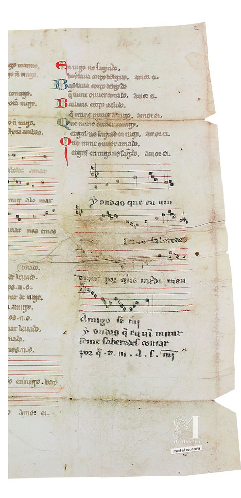 Cantiga 7 del Pergamino Vindel de Martin Codax (ms. m979) - The Morgan Library & Museum, Nueva York